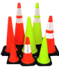 Lime and Orange Traffic Cones
